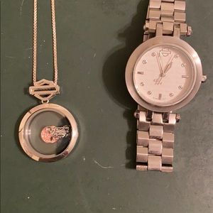 Harley Davidson women’s watch and necklace.